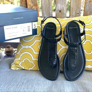 Cole Haan Molly Thong Sandal Size 5 Black Snake